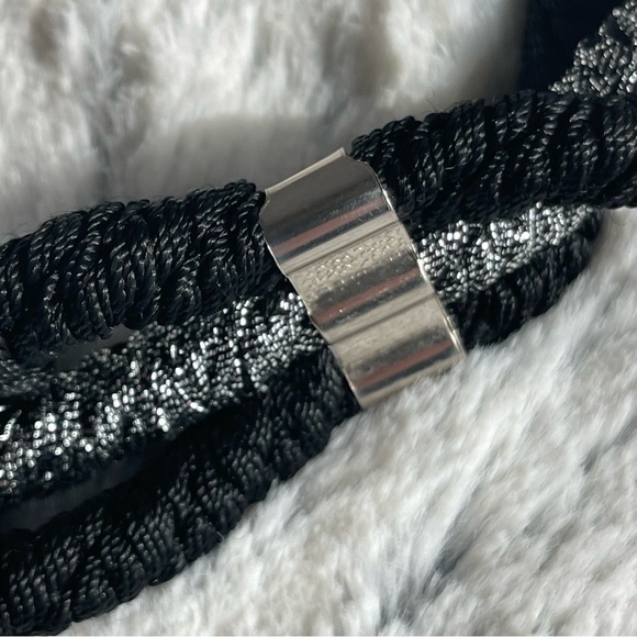 Vintage Elegant Black and Silver Women\'s Elastic Belt Made in Germany Rare main image 10